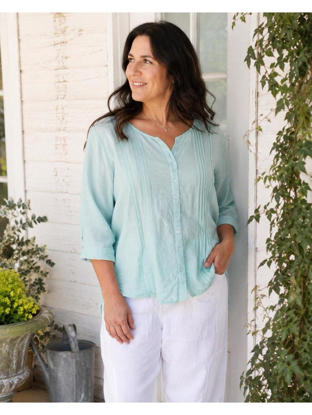 April Cornell NWT Size XXL Linen Cotton Feminine Cottage 3/4 Sleeve Blouse